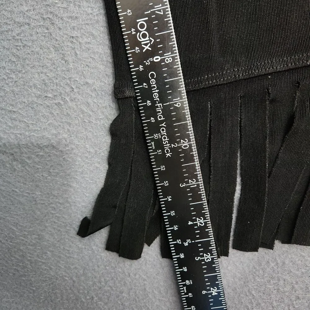 Chico's Travelers Pants Women 1 US 8 Black High Rise Slinky Knit Fringe Hem
